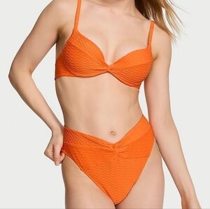 Victoria's Secret Orange Textured Twist Bikini Set